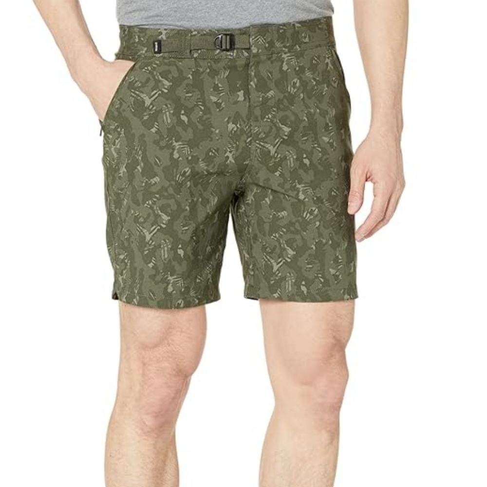 REI PRANA mens stretch moss green camo hybrid zion II shorts 37